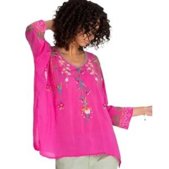 Johnny Was Gia Floral-Embroidered Blouse - Picture 13 of 16